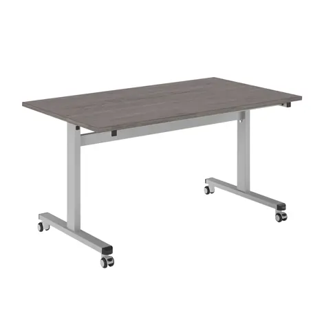 Pro Flip Rectangular Table - W1400 x D800 x H725mm - Silver Legs - Grey Oak